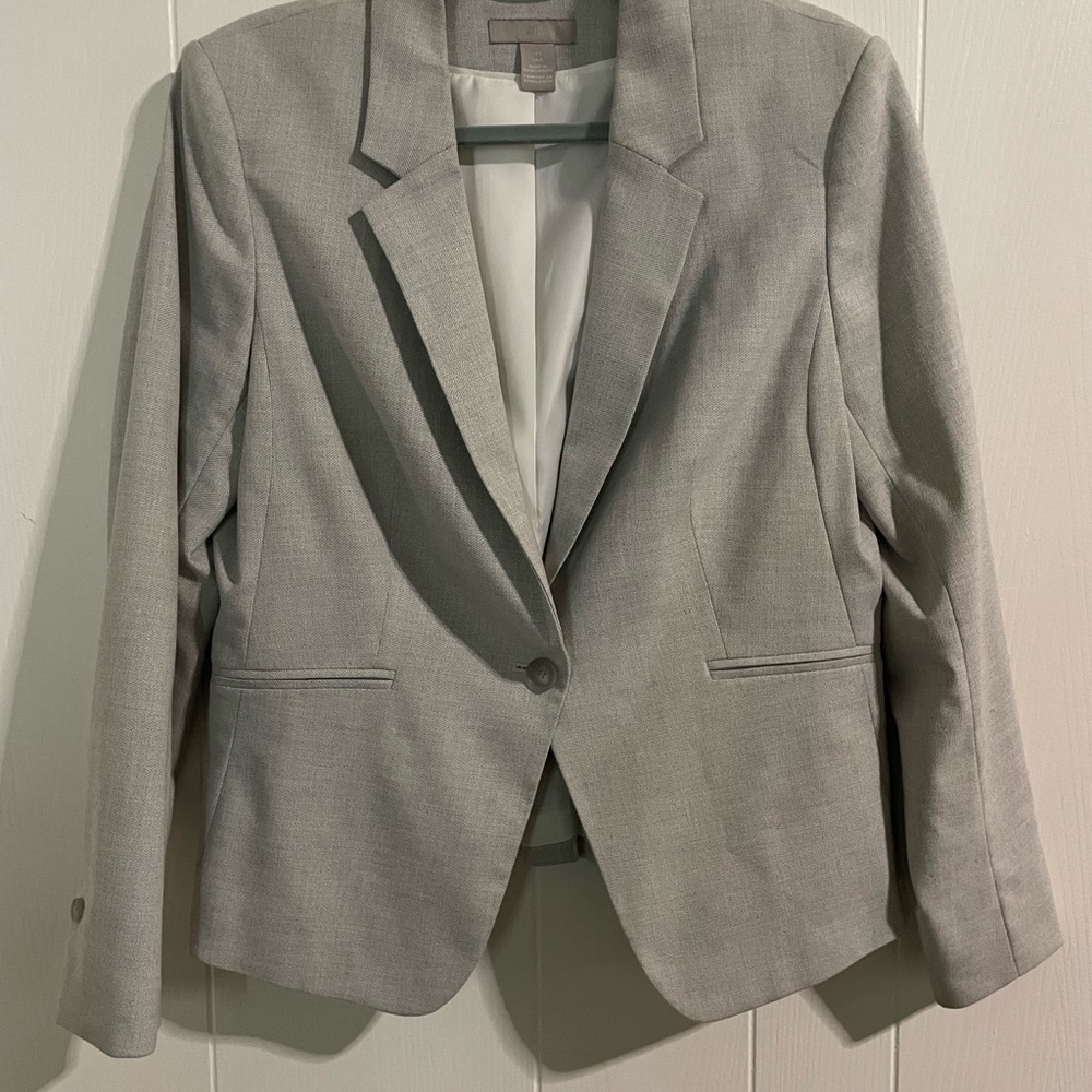H&M Gray Blazer Tailored Suit Jacket